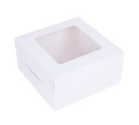 10 cajas de papel kraft para embalaje de pasteles con película para mantillo, postre, pizza, pan, caja cuadrada para suministros de fiesta de Navidad (cuadrado blanco B)