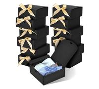 10 cajas de regalo con tapa, blancas a granel con lazo dorado, ideales for pedir regalos de dama de honor en Navidad y Halloween.(10pcs Black)