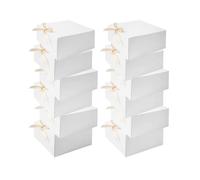 10 cajas de regalo con tapa, blancas a granel con lazo dorado, ideales for pedir regalos de dama de honor en Navidad y Halloween.(10pcs WHITE)