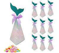 10 cajas de regalo de sirena, cajas de papel para dulces, cajas de fiesta de sirena con pajarita, recipiente de regalo para cumpleaños infantiles, fiestas temáticas de criada del mar, bodas (A, N)