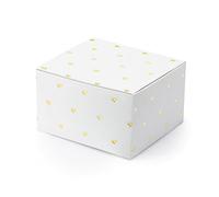 10 Cajas de regalo, diseño con estampado Corazones Dorados Blanco de papel