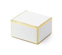 10 cajas de regalo pequeñas blancas con borde dorado de papel
