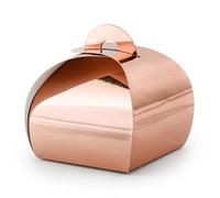 10 cajas de regalo pequeñas de papel en color oro rosa metálico, para montar