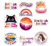 10 calcomanías de orgullo lésbico, divertidos regalos LGBTQ del orgullo del arco iris para mujeres, parejas lesbianas, múltiples diseños diferentes, impermeables, resistentes a los rayos UV, para