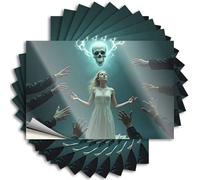 10 calcomanías divertidas para coche con texto en inglés "Reaching for The Light: A Woman in White Amidst Shadows" (6 x 9 cm)