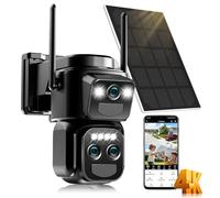 10 cámaras de vigilancia WiFi al aire libre inalámbricas, 4 K, cámara exterior solar triple con panel, detección humana PIR, visión nocturna, audio bidireccional, seguimiento automático, IP66,355° PTZ