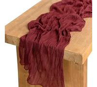 10 caminos de mesa de gasa, caminos de mesa de gasa transparente, fajas for sillas for bodas y despedidas de soltera.(Wine red)