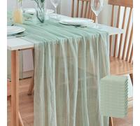 10 caminos de mesa de gasa for decoración de bodas, San Valentín y fiestas de cumpleaños.(Sage)