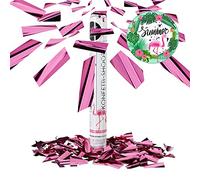 10 Cañones Confeti, Disparador de Confetti Metálico, 40 cm de Largo, para Bodas y Fiestas de Despedida de Soltera, Rosa