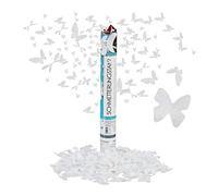 10 Cañones Confeti Mariposa, 6-8 m de Altura, Bodas y Aniversarios, Papel-Cartón, 40 cm, Blanco