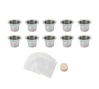10 cápsulas de café rellenable, monodosis de acero inoxidable reutilizables con tapas de papel de aluminio y filtro de papel, filtros de café rellenable para preparar café en casa