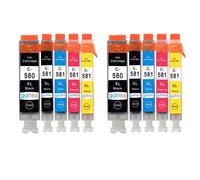 10 Cartuchos de Tinta (Set) para reemplazarr Canon PGI-580 & CLI-581 XL non-OEM