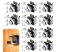 10 cierres de botón de presión sin llave para autocaravanas, yates, barcos, RV, camping, armarios, caravanas (cromo)