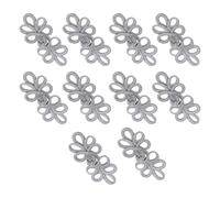 10 cierres de botones de rana con nudos chinos, cierres de costura vintage para suéter, capa, abrigos, bufandas, manualidades, costura, plata, 7.8 x 3.5 cm