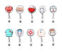 10 Cierres De Insignia De Enfermera, Soporte De Insignia De Enfermera, Carrete Retráctil De Insignia De Enfermera, Soporte De Insignia De Patrón Creativo, Hebilla De Cordón De Insignia Linda