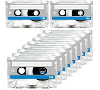 10 cintas de cassette de audio vacías: cintas de cassette vacías, bajo nivel de ruido, alto rendimiento de 60 min, funda de plástico transparente para conferencias, seminarios y grabaciones diarias