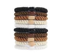 10 cintas elásticas para el pelo para mujeres y niñas, bandas de algodón suaves tejidas para cabello grueso y rizado, serie negra (#05)