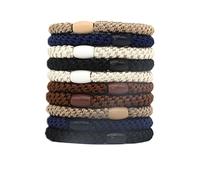 10 cintas elásticas para el pelo para mujeres y niñas, bandas de algodón suaves tejidas para cabello grueso y rizado, serie negra (#03)