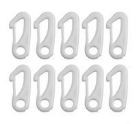 10 clips de gancho de plástico de nailon que se fijan a la cuerda del mástil de bandera, adecuados para banderas estándar con ojales y accesorios resistentes a la intemperie (blanco)
