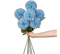 10 cm grande flor artificial hortensia con tallo largo de 63 cm, 6 flores artificiales azules, hortensias de plástico para decoración de bodas, decoración del hogar, oficina, jardín, fiesta,