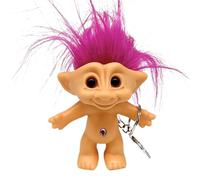 10 cm Troll - de llave de muñeca - Dibujos animados Vintage Buena Suerte Troll Muñecas Adorable Anti Perdido Llavero - Figuras de pelo de colores locas para mujeres niñas Regalo de