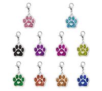 10 Colgantes Coloridos De Pata De Perro, De Epoxi Con Purpurina, Huella De Perro Con Cierre De Langosta, De Aleación, Accesorios De Joyería DIY