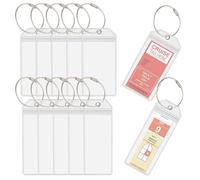 10 colgantes transparentes con 10 anillos de acero con tiras de sellado, etiquetas impermeables para equipaje, accesorios de viaje para maleta, estuche de viaje, mochila