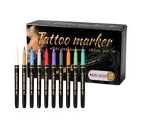 10-Color Glitter Body Marker Set, Washable Temporary Țattoo Skin Pens | 10 vibrant glitter skin pens offer washable temporary body art that easily removes with soap and water for kids and parties.