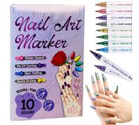 10 Color Nail Art Pens Set, Nail Art Markers for Gel Nails, 3D Gel Nail Polish Set, Nail Varnish Pen Quick-Dry Nail Polish Pens for Home & Salon DIY (1SET)