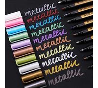 10 Colores Metallic Marker Pens, for Card Making, Scrapbooking, DIY Photo Album, Plastic, Glass, Metal, Wood, Stone, Huevo de Pascua, Clothes, Pottery, Funnasting Colours Painting Pens Art Marker