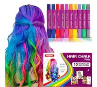 10 Colores Tiza De Pelo, Temporal Para TeñIr El Cabello, Tinte Pelo Lavable Niños, Carnaval Cosplay Fiesta Navidad Regalo de Cumpleaños