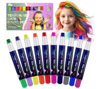 10 Colores Tiza De Pelo,Tinte Pelo Lavable NiñOs Hair Chalk Set，Temporal Carnaval Cosplay Fiesta Navidad,Tizas para el Pelo Niña Regalo de Cumpleaños.