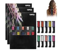 10 Colors Festive Fun Hair Chalk Combs, New Chalk Hair Color for Girls, Temporary Wash out Hair Color Kids, Christmas Girl Gifts, Skin Safe Materials (3set)