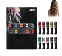 10 Colors Festive Fun Hair Chalk Combs, New Chalk Hair Color for Girls, Temporary Wash out Hair Color Kids, Christmas Girl Gifts, Skin Safe Materials (1set)