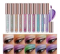10 Colors Glitter Pearl Liquid Eyeshadow Waterproof Metallic Diamond Shimmer Eye Shadow Set Smudge-proof Shiny Eye Pigment Quick-Drying Sparkling Eye Shadow Naked Smokey Eye Looks Makeup