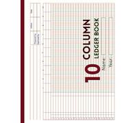 10 Column Ledger Book: Colorful Bookkeeping & Accounting Notebook |Columnar Analysis Account Pad for Small Businesses and Personal Finance| Horizontal Layout, 11x8.5 Inches, 80 Pages