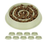 10 Comederos Perro Anillos Antivoracidad, Cuenco Canino Antiestrés, Bol Antiansiedad, Apto Lavavajillas, 400 ml, Verde