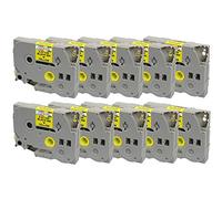 10 Compatibles Casetes TZe-611 TZ-611 negro sobre amarillo 6mm x 8m cintas laminadas para Brother P-Touch PT-1000 1005 1010 9600 D200 D210 D210VP D450VP D600VP E100 H101C H105 H110 H300 P700 P750W
