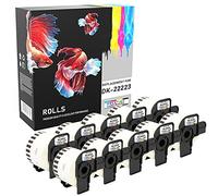 10 Compatibles Rollos DK-22223 50mm x 30.48m Etiquetas continuas para Brother P-Touch QL-500 QL-550 QL-560 QL-570 QL-580N QL-700 QL-720NW QL-800 QL-810W QL-820NWB QL-1050 QL-1060N QL-1100 QL-1110NWB