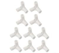 10 conectores en T de plástico para poste de tienda de campaña, juntas fijas de 3 vías para reparación de toldo de camping para diseño de pared gruesa, color blanco (T de 90 grados)
