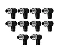 10 conectores M12 macho de aviación industrial de 4 pines (código A) impermeable, enchufe de sensor, montaje en campo, 12 mm, adaptador de paneles circulares IP67, ángel derecho