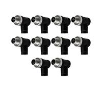 10 conectores M12 macho de aviación industrial de 5 pines (código A) impermeable, sensor de enchufe montable en campo de 12 mm, adaptador de paneles circulares IP67, ángel derecho