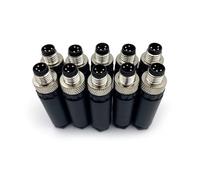 10 conectores M8 de 4 pines, conector redondo industrial IP67 A, código derecho, adaptador de montaje en campo, sin cerrar, 60 V, 4 A CA/CC