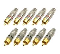 10 conectores macho, adaptador de cable de vídeo, 5 conectores rojos y 5 negros con diseño antiinterferencia, perfecto para conectores de sonido claro