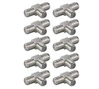 10 Conectores Sat F, Pieza en T, Adaptador coaxial para TV, 3 Conectores F, Adaptador F para Cable de Antena, Cable coaxial, 10 Unidades