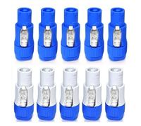 10 conectores XLR Powercon de 3 pines, 20 A, toma de corriente, NAC3FCA, NAC3MPA, NAC3FCB, adaptador de enchufe macho for luz de escenario, pantalla LED.(5pcs Blue 5pcs Grey)