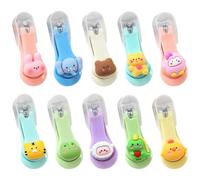 10 cortaúñas para niños, diseño de animales de dibujos animados, lindos cortaúñas con tapas, hoja de acero inoxidable, kits de manicura y pedicura para mujeres, niñas y niños