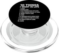 10 Cosas Que Quiero en la Vida Coches Divertido Amante de los Coches Chico del Coche PopSockets PopGrip para MagSafe