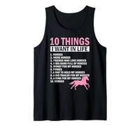 10 Cosas Que Quiero en la Vida Equitación Ecuestre Divertida Camiseta sin Mangas