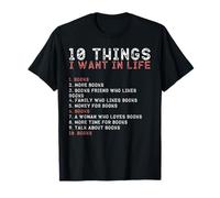 10 Cosas Que Quiero en mi Vida Camisas Libros Amantes Hombres Camiseta